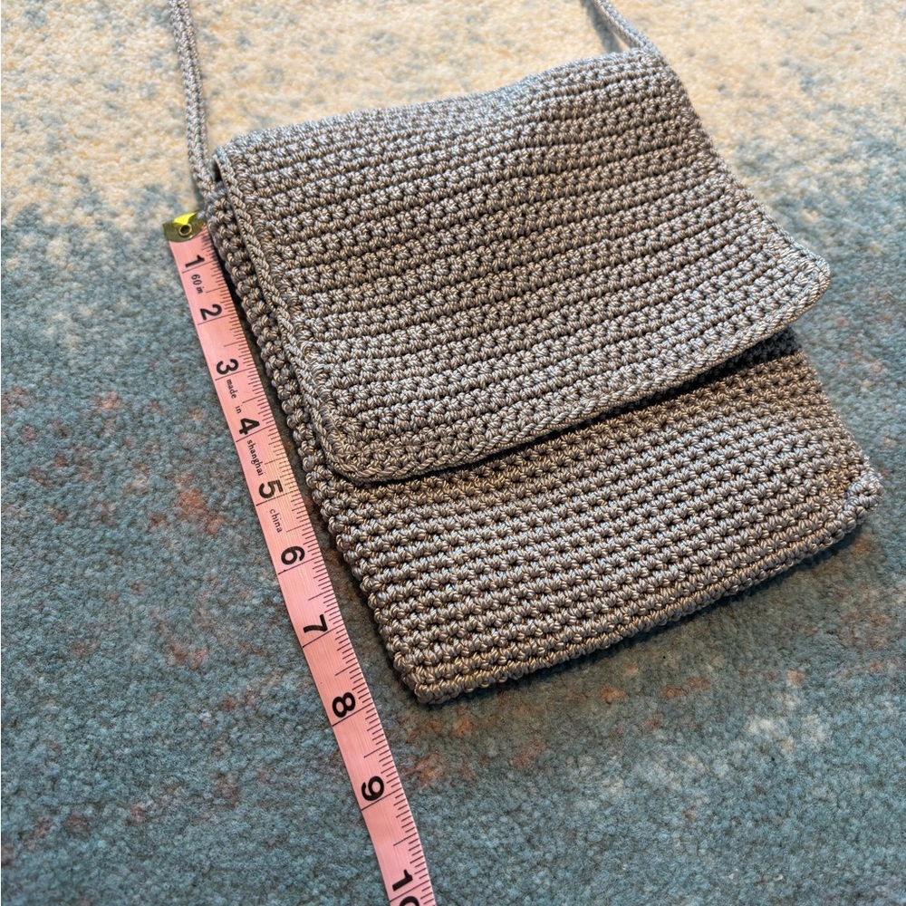 The SAK Stylish Tan Crossbody Bag, crochet with simple flap, lined - Picture 9 of 10